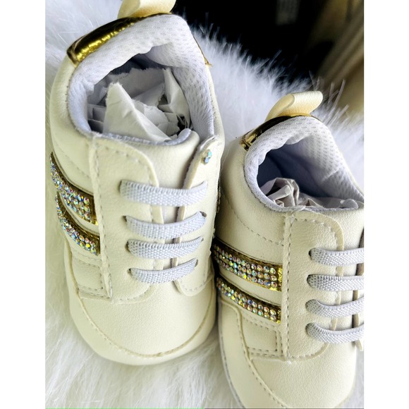 Baby Girl Sporty Striped Crystaled Sneakers 6-12  Months - Picture 5 of 6